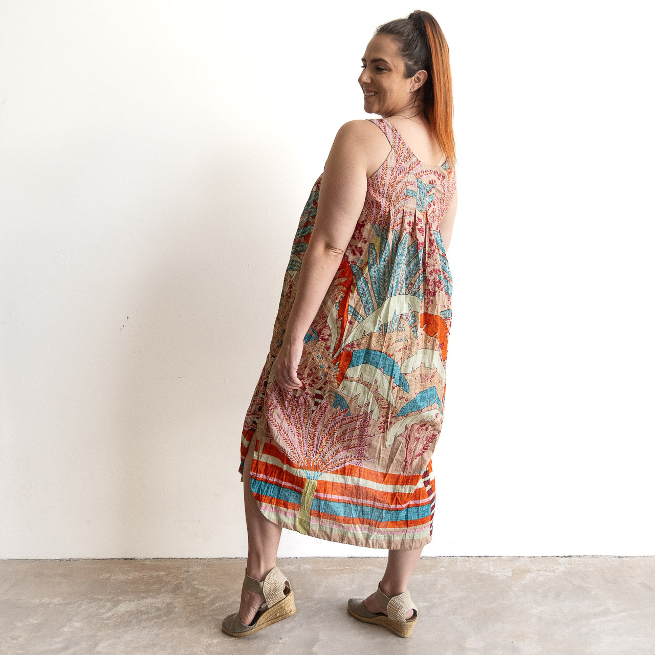 Yoke Neck Midi Dress by Orientique Australia - Ponta Verde - 40198