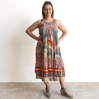 Yoke Neck Midi Dress by Orientique Australia - Ponta Verde - 40198