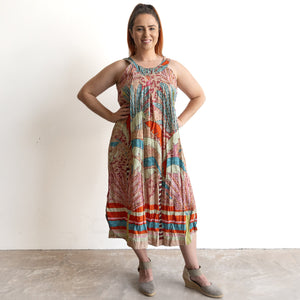 Yoke Neck Midi Dress by Orientique Australia - Ponta Verde - 40198