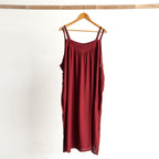 Shoestring midi sundress in a loose style in sangria red