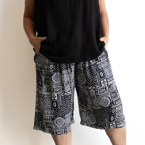 Zen Drawstring Shorts - Below-the-knee - Geometric