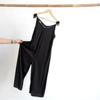 Tie shoulder adjustable summer jumpsuit in relaxed fit, black colour