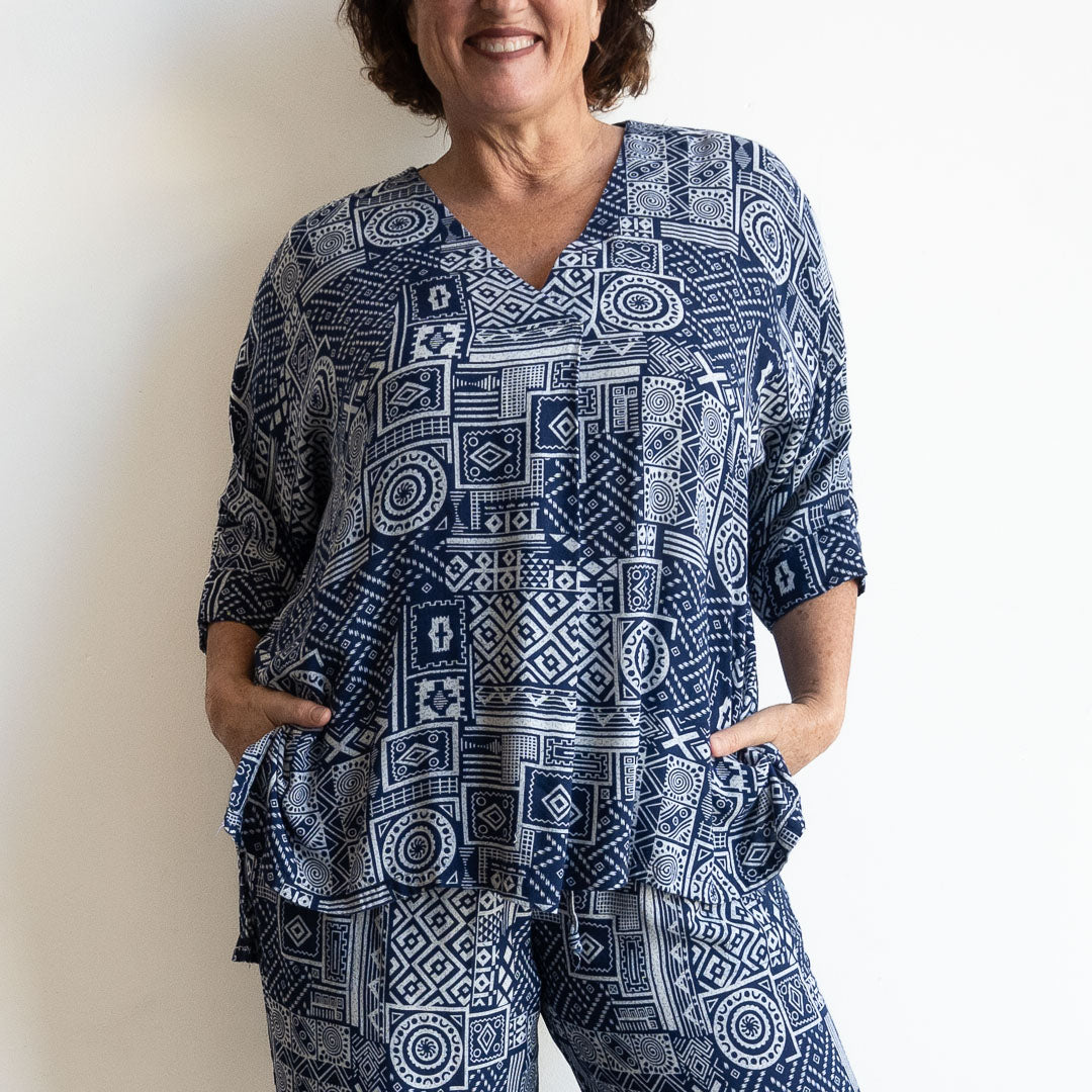Zen Kaftan Blouse - Geometric