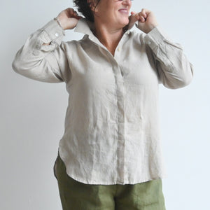 All Seasons Classic Linen Shirt Blouse - NaturalOatmeal24-FitsBustupto140cm KOBOMO