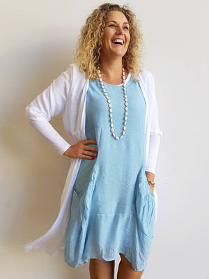 Make It Happen Long Layer Cardigan is a lightweight summer cover-up.  White 