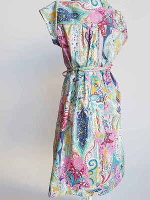 Annie Cotton Shirt Dress - Rainbow Paisley Kids and babies age 6 months to 12. 