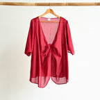 Any-Which-Way Cotton Cardigan Top - SangriaRedLXL-Sizes18to22 KOBOMO