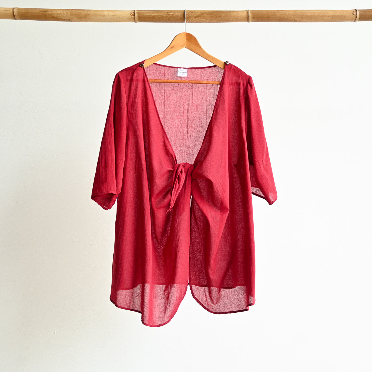 Any-Which-Way Cotton Cardigan Top - SangriaRedLXL-Sizes18to22 KOBOMO