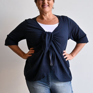 Any-Which-Way Cotton Cardigan Top - NavyBlueLXL-Sizes18to22 KOBOMO