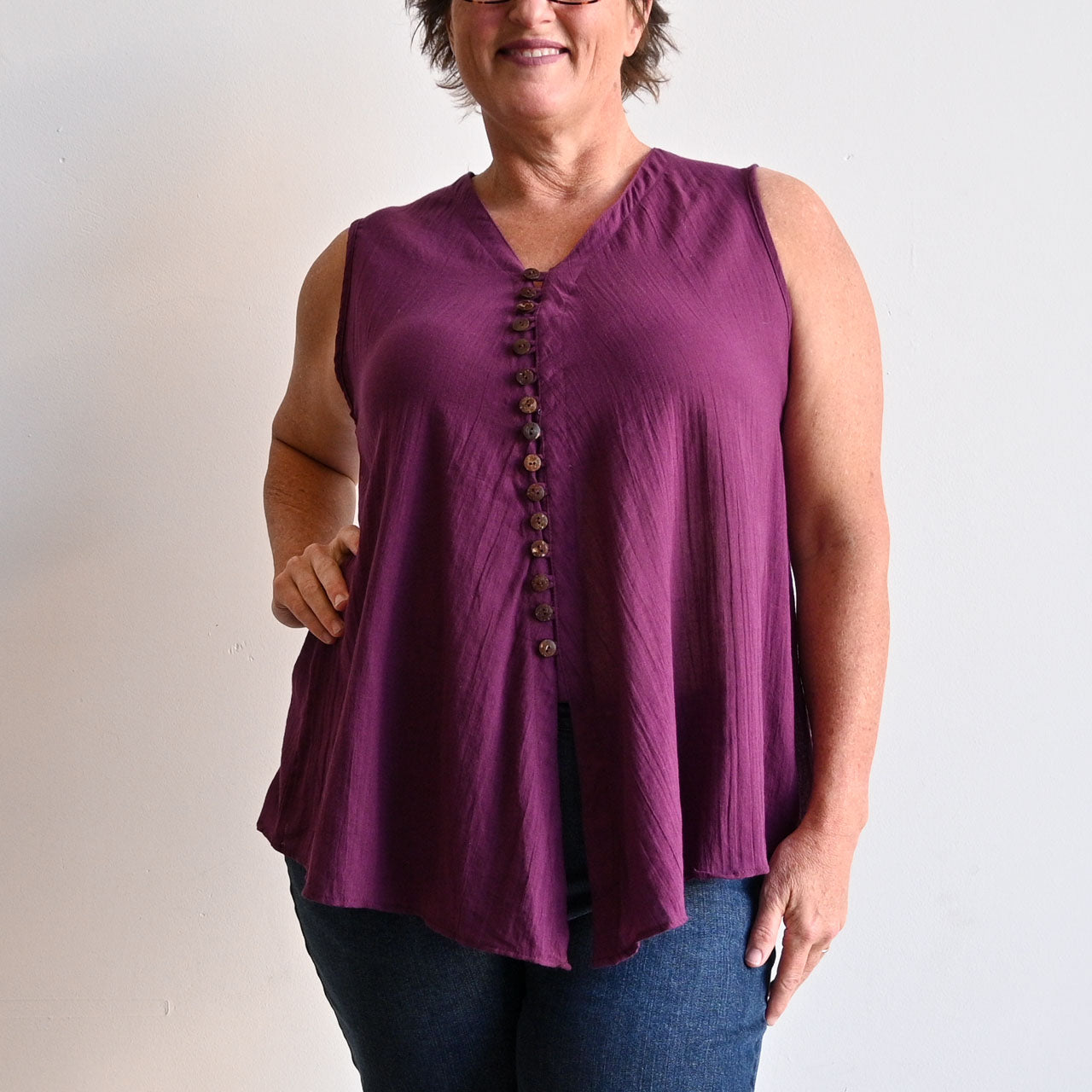 Cotton Coconut Summer Tank Top - GrapeLXL-fitsbustupto120cm KOBOMO