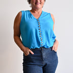 Cotton Coconut Summer Tank Top - SurfBlueLXL-fitsbustupto120cm KOBOMO