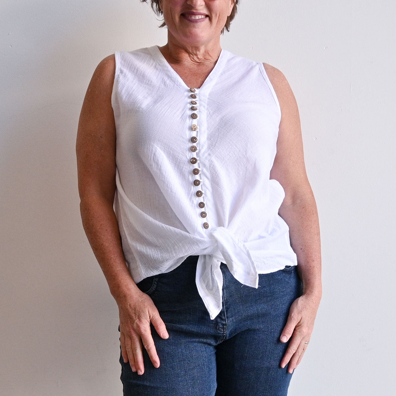 Cotton Coconut Summer Tank Top - WhiteLXL-fitsbustupto120cm KOBOMO