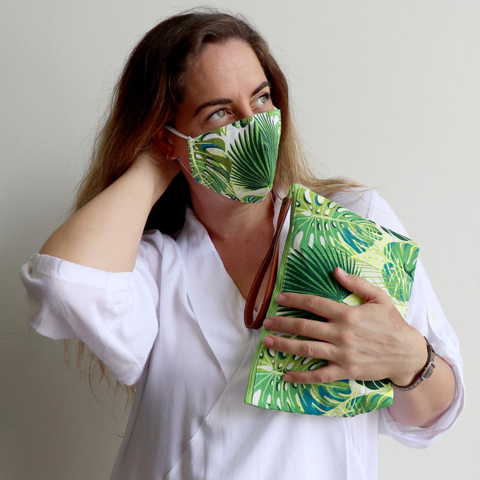 Printed Cotton Washable Face Mask - Tropical Leaves
