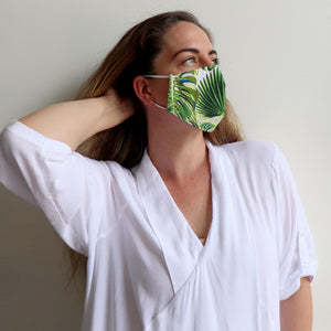 Printed Cotton Washable Face Mask - Tropical LeavesKOBOMO Facemasks