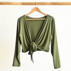 Ballet Wrap Top in Bamboo by KOBOMO - KhakiGreenLXLsize16to20 KOBOMO