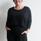 Bamboo Batwing Tee - Long Sleeve - Black KOBOMO