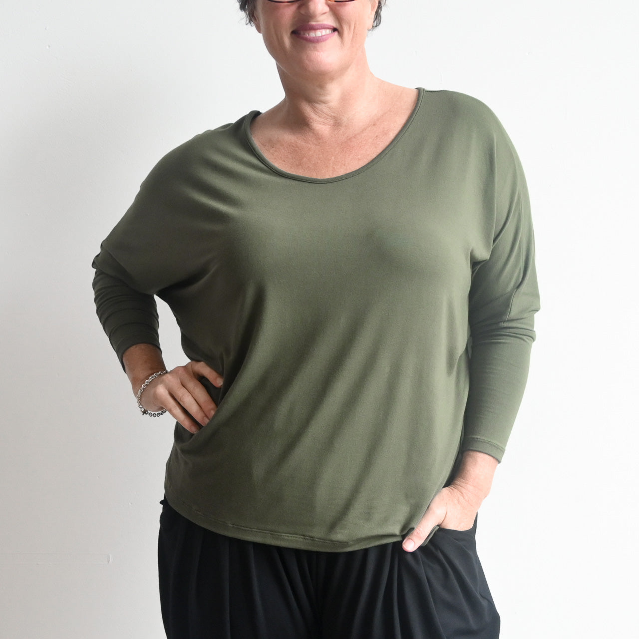 Bamboo Batwing Tee - Long Sleeve - Khaki KOBOMO