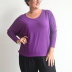 Bamboo Batwing Tee - Long Sleeve - Mulberry KOBOMO