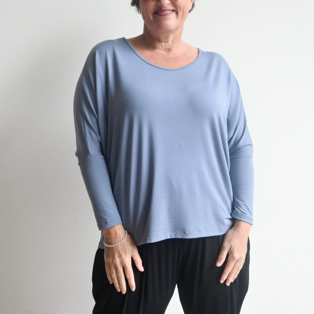 Bamboo Batwing Tee - Long Sleeve - PigeonBlue KOBOMO
