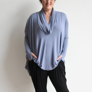 The Glider Poncho Tee in Bamboo - PigeonBlue KOBOMO