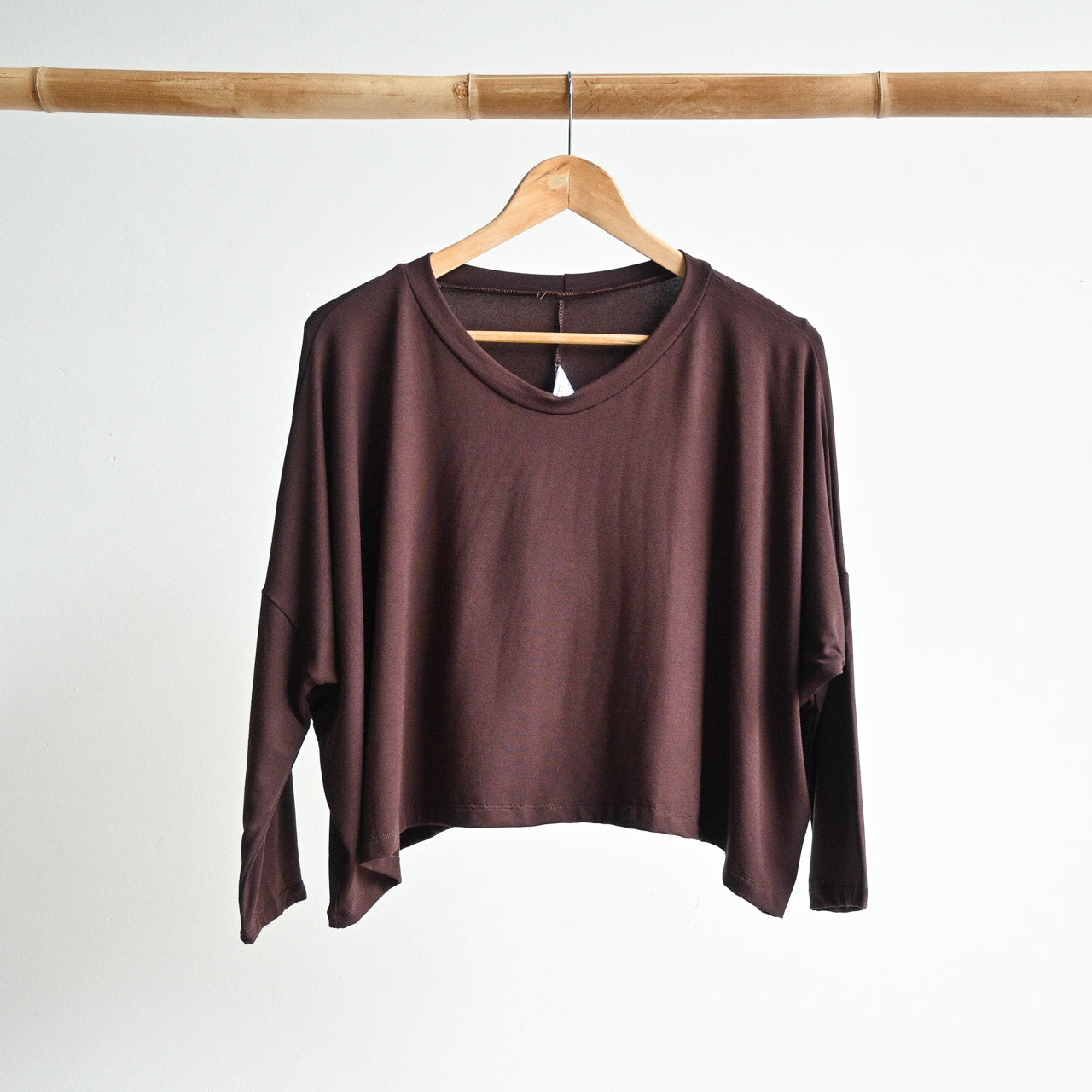 Bamboo Layering Crop Top - ChocolateBrownLXL-sizes14to22 KOBOMO