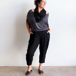 Bamboo Lounge Pant by KOBOMO is a plus-size, pull-on stretch jodhpur style with pockets