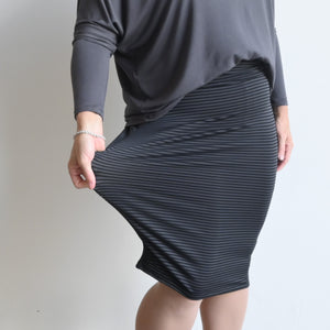 Bamboo Tube Skirt - Charcoal and Black Stripe -  KOBOMO