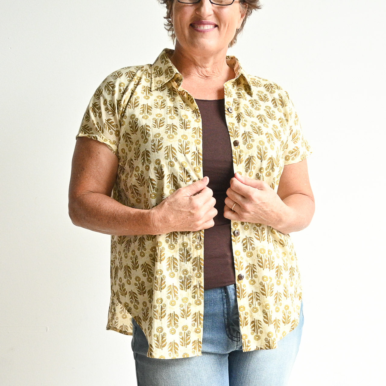 Be My Cotton Blouse by KOBOMO - Golden Floral -  KOBOMO