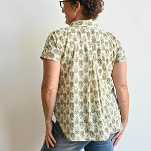 Be My Cotton Blouse by KOBOMO - Olive Floral -  KOBOMO
