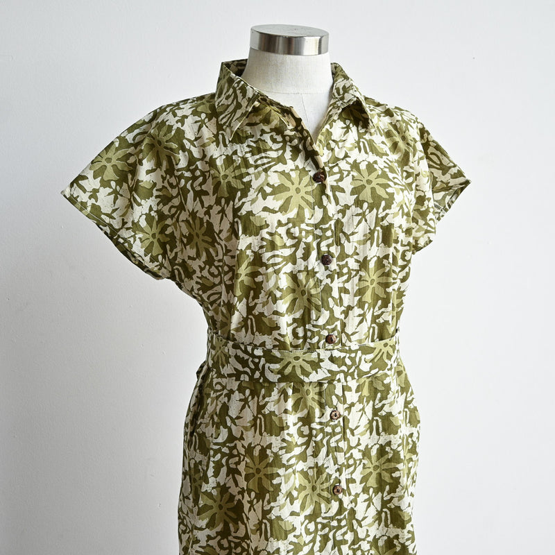 Be My Cotton Shirt Dress by KOBOMO - Forest Flower - KOBOMO