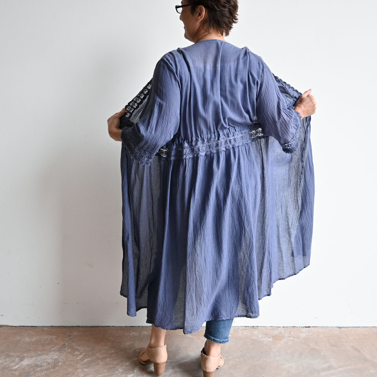 Beachcomber Cotton Lace Robe - CharcoalBlue KOBOMO
