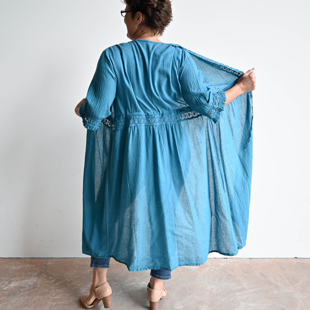 Beachcomber Cotton Lace Robe - SurfBlue KOBOMO