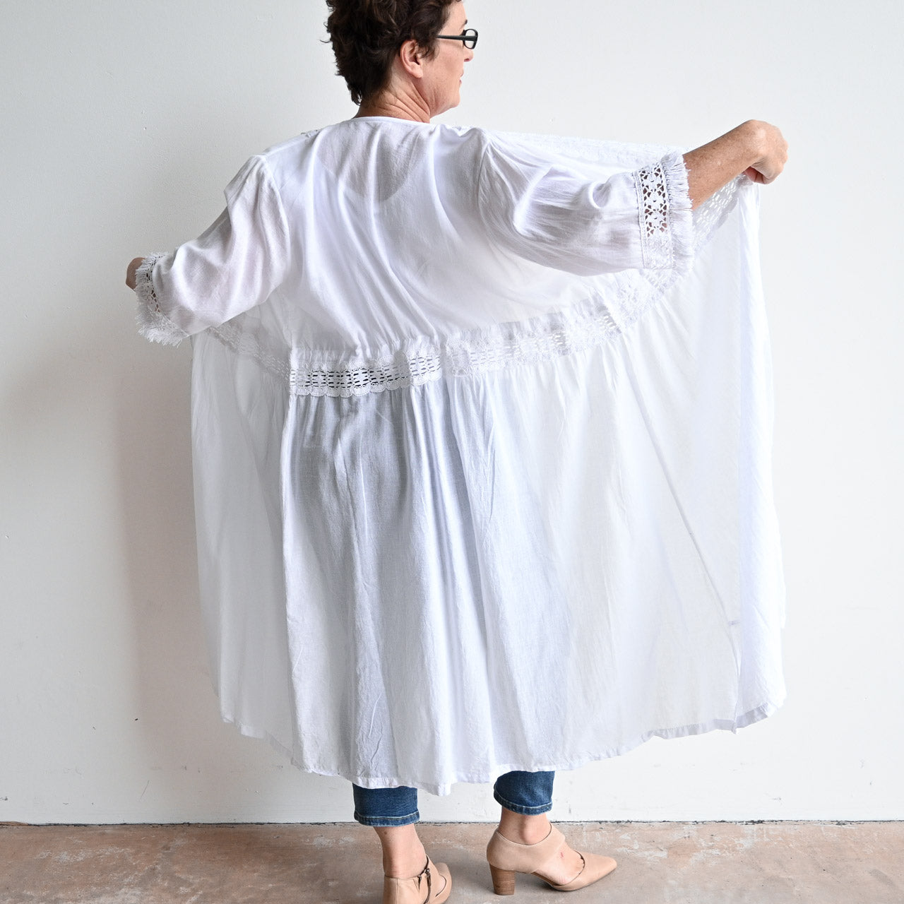 Beachcomber Cotton Lace Robe - White KOBOMO