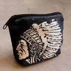 Cotton canvas printed zipper bag. Perfect for keys, sunglasses or loose change.