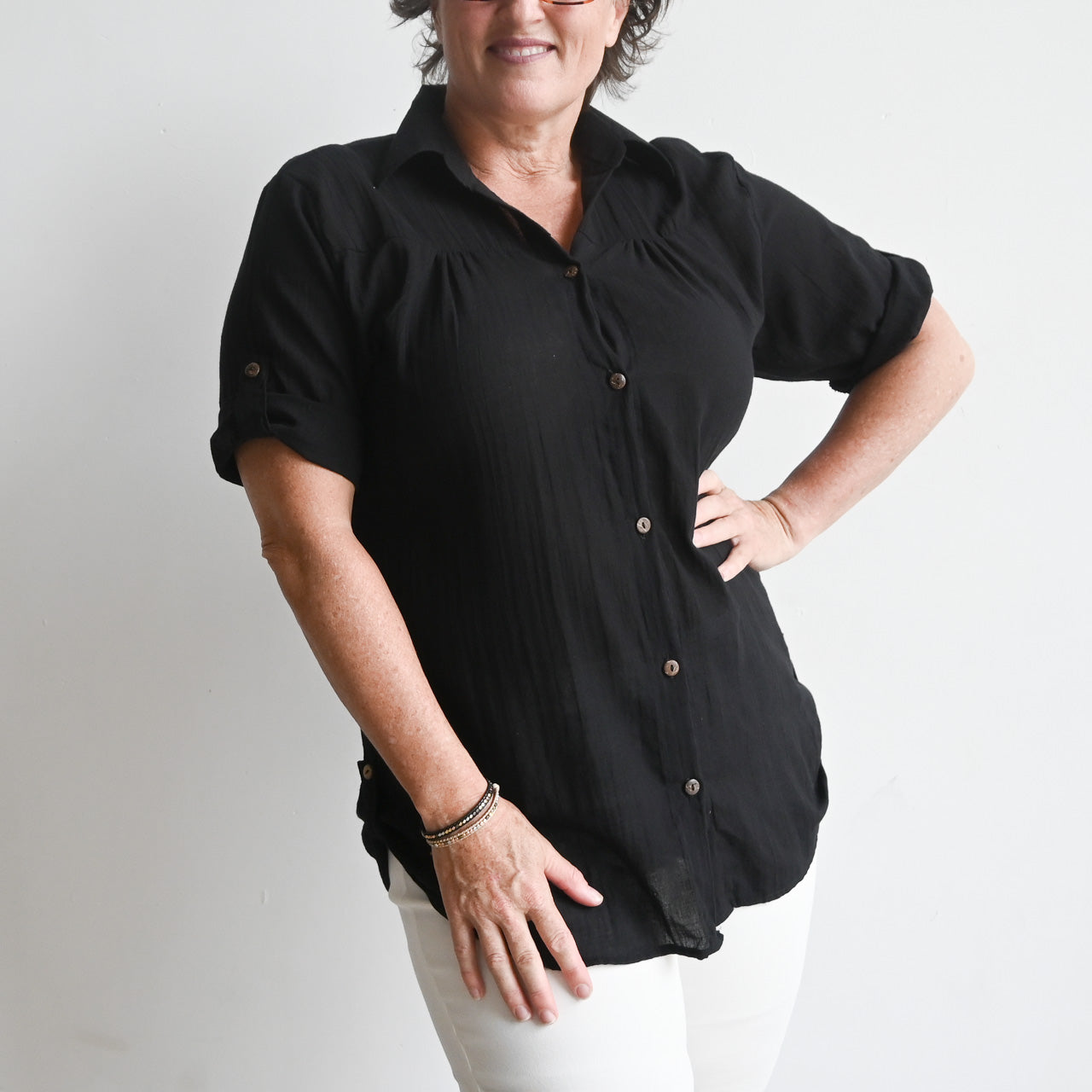 The Bondi Blouse - BlackLXL-Fitsbustupto120cm KOBOMO