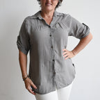 The Bondi Blouse - StoneLXL-Fitsbustupto120cm KOBOMO