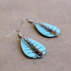 By The Sea Shore Earrings / Mother Of Pearl Shell / Fan - Aqua Blue