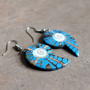 By The Sea Shore Earrings / Mother Of Pearl Shell / Shell-Blue.