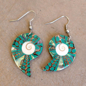 By The Sea Shore Earrings / Mother Of Pearl Shell / Shell - Ocean Mist Green.