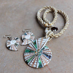 By The Sea Shore Pendant Necklace made with mother-of-pearl and glass beads in shell shape