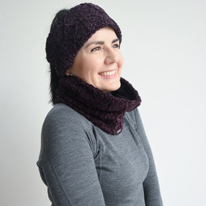 Chenille Cable Knit Winter Headband by XTM Australia - PlumWine KOBOMO