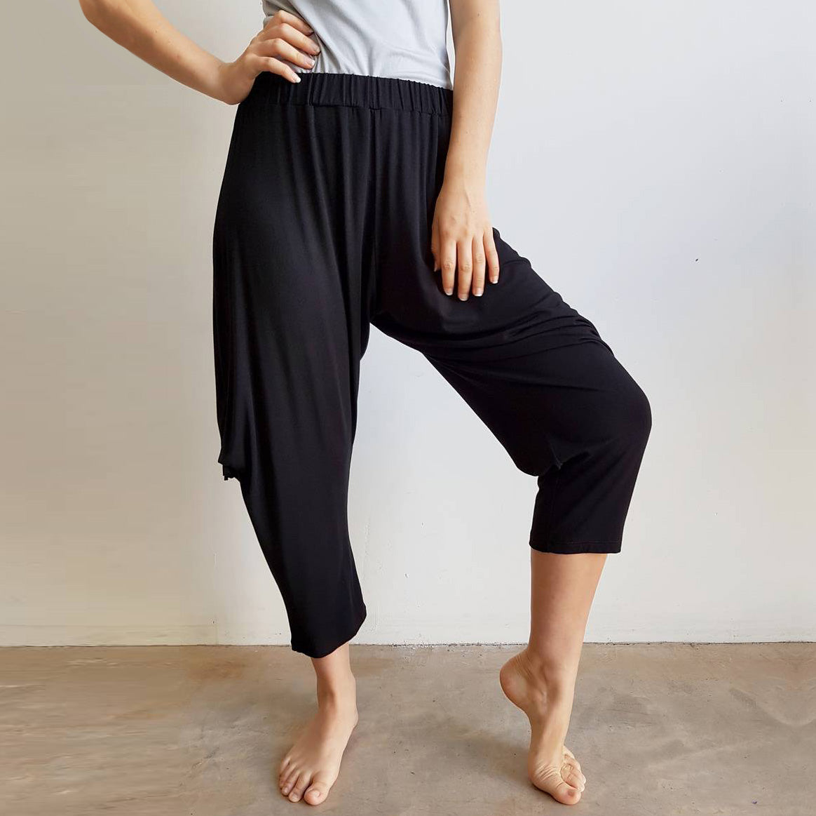 Buy Black Cotton Jersey Loose Fit Harem Pants Womens Online in India  Etsy