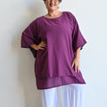 Come Fly With Me Layered Cotton Kaftan Top - Grape KOBOMO