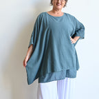 Come Fly With Me Layered Cotton Kaftan Top - SmokeyBlue KOBOMO