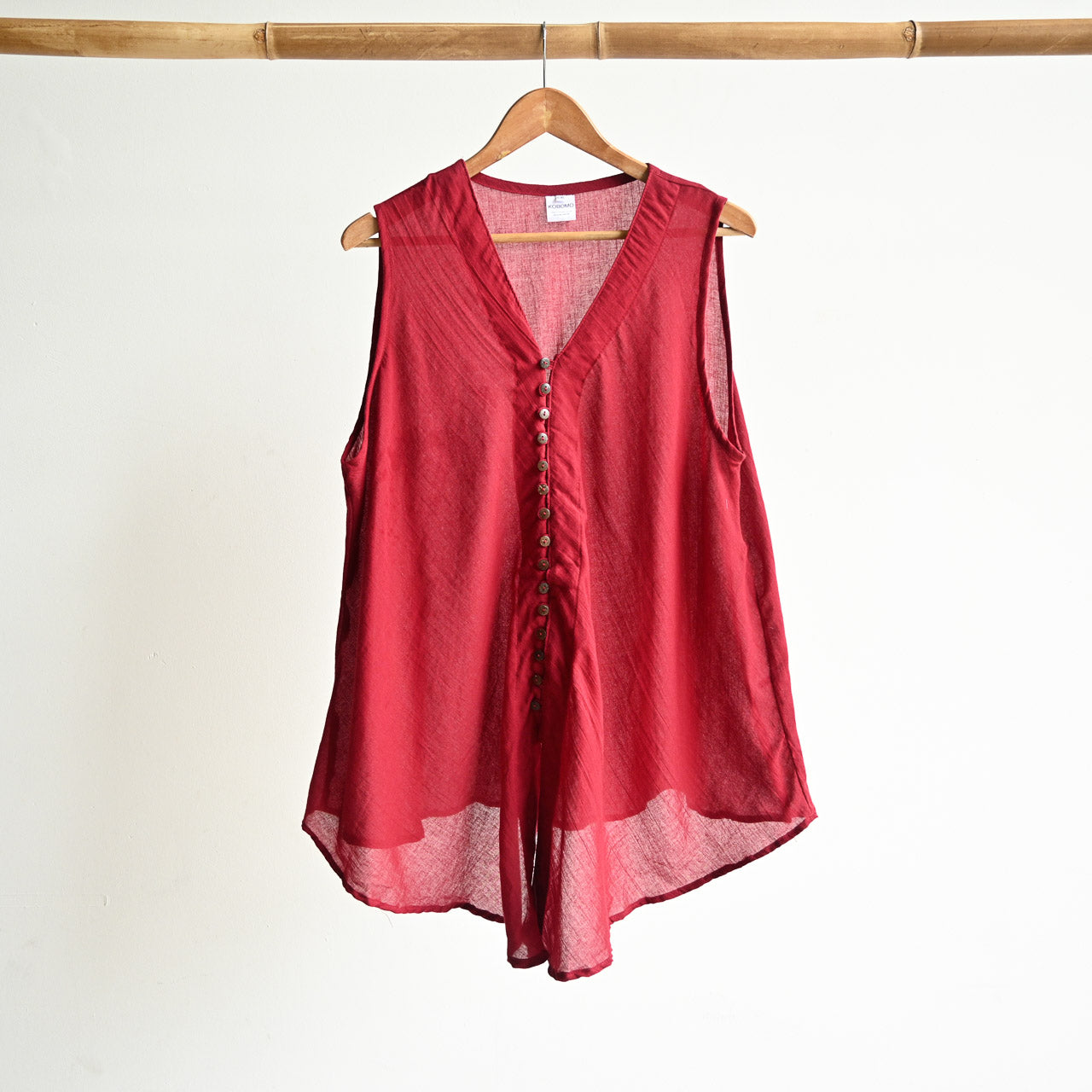 Cotton Coconut Summer Tank Top - SangriaRedLXL-fitsbustupto120cm KOBOMO