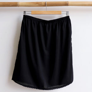 Cotton Half Slip Skirt Petticoat Underwear. Black.