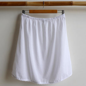 Cotton Half Slip Skirt Petticoat Underwear. White.