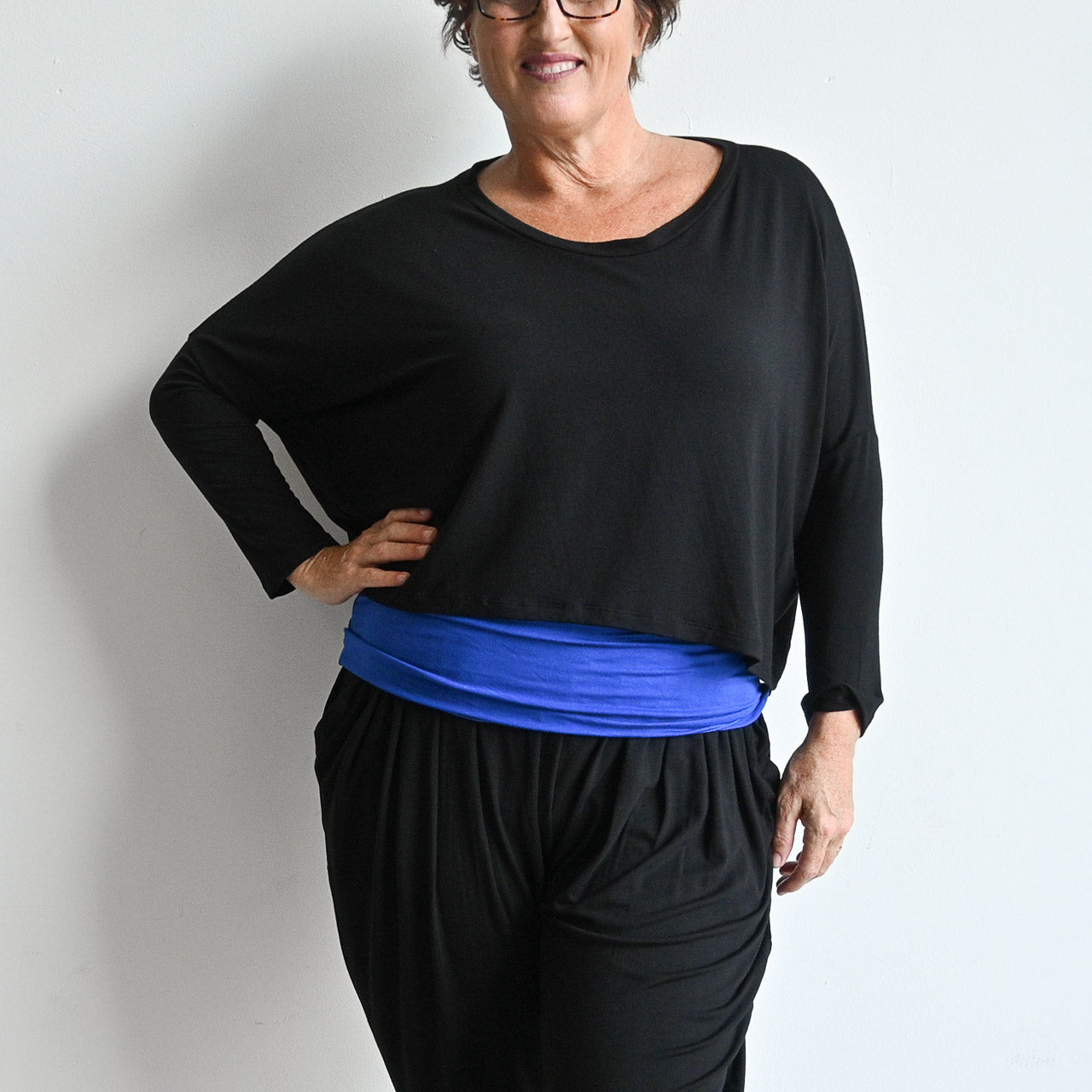 Bamboo Layering Crop Top - BlackLXL-sizes14to22 KOBOMO