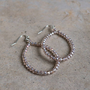 Handmade glass and metallic bead earrings. Champagne.