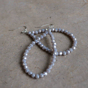 Handmade glass and metallic bead earrings. Grey Mist.